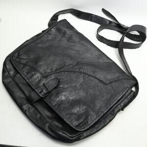 Vtg 80s Barganza Crossbody Handbag Women M Black Floral Tooled Leather Purse Bag